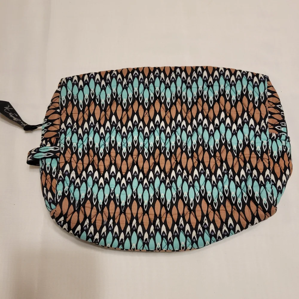 Vera Bradley Teal and Brown Cosmetic Bag